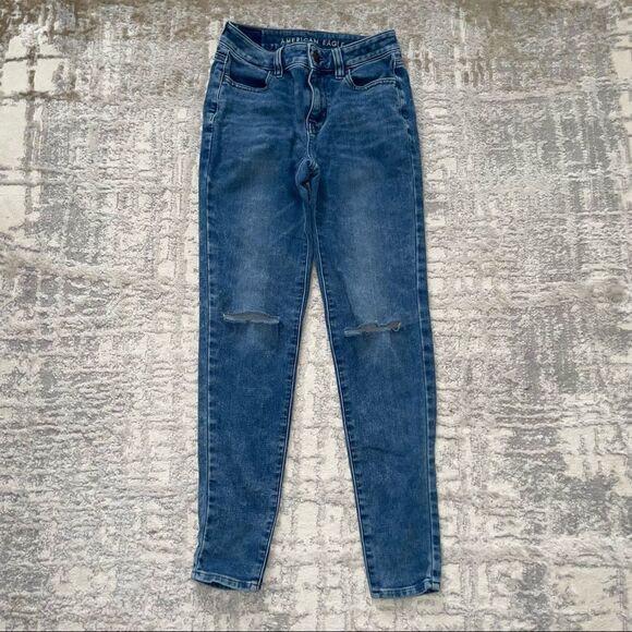 🚨 3 for $25 - AEO Super Stretch High Rise Distressed Jegging - Picture 1 of 10